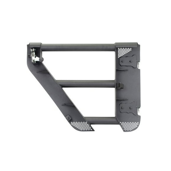 Go Rhino Door 572602 Trailline; Tubular Lower Half; With Ball Handle; Textured; Black; Steel; Single; With Door Retention Straps