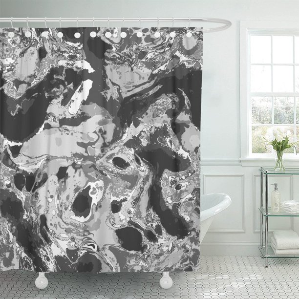 PKNMT Marble Marbled Pattern Stone Abstract Artistic Black Polyester