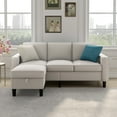 thumbnail image 3 of Aukfa 78" Sectional Sofa with Storage Ottoman, L Shape Couch for Living Room, Cotton, Beige, 3 of 7