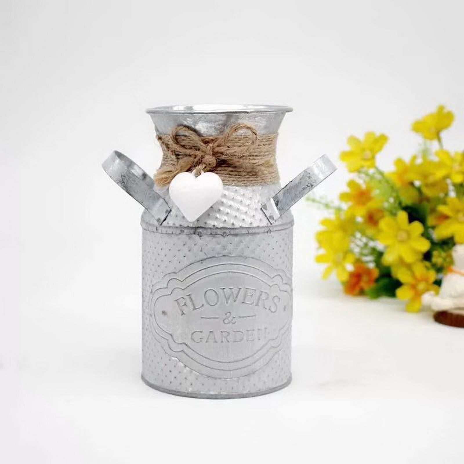 Vintage Style Iron Flower Bucket Milk Can Rustic Rustic Indoor Outdoor 