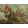 thumbnail image 2 of Anonymous 14x11 Black Ornate Wood Framed Double Matted Museum Art Print Titled: Mythological Scene, 2 of 5