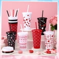 thumbnail image 3 of 12 Pack Valentines Day Coffee Cups Mugs Gift Bulk for Teachers Women 24 oz Thank You Reusable Plastic Cups with Straws and Lids Galentine's Day Gifts Tumbler for Hot and Cold Drinks(Heart), 3 of 4