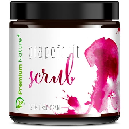 Grapefruit Scrub For Face & Body 12 Oz, 100% Natural Facial Cleanser With Sea Salt and Essential Oils - Clears Acne , Exfoliates, Moisturizes, Radiant Skin Complexion, By Premium (Best Way To Exfoliate Face)