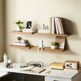 thumbnail image 6 of 23.5 in Solid Wood Floating Shelves Wall Mounted Shelves, Distressed Walnut Color, Set of 2, 6 of 7