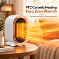 thumbnail image 6 of Space Heater 1200W Portable PTC Ceramic Electric Heater, Quiet Desk Heater with Tip-Over & Overheat Protection, Office Bedroom, White, 6 of 8