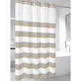 thumbnail image 4 of Beige Stripes No Hook Shower Curtain Waterproof, Bathroom Curtains with Snap in Liners and See Through Top Window, Simple Beige White Texture Hotel Style Bathtub Curtains Shower 36"Wx72"L, 4 of 8
