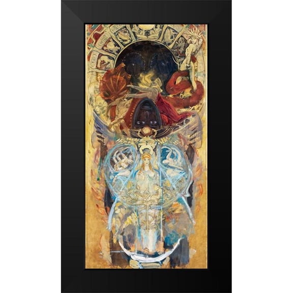 Sargent, John Singer 9x14 Black Modern Framed Museum Art Print Titled - Boston Public Library Mural Design for an Archway