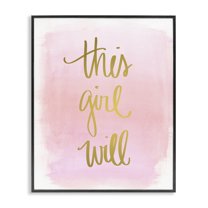 Stupell Industries This Girl Will on Pink Text & Numbers Painting Black Framed Art Print Wall Art, 16 x 20