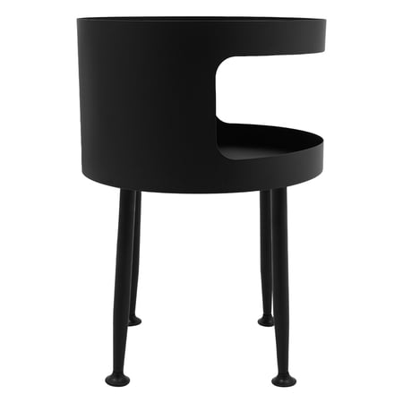 Black Modern end Table Side Table Black Metal nightstand Round end Table with Open Storage for Couch Bedroom Living Room