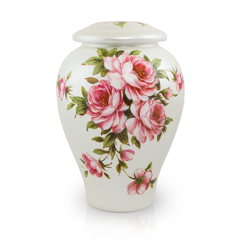 Ceramic Memorial Urn For Loved Ones - Large 200 Pounds - Pink Rose ...