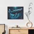 thumbnail image 6 of Kdxio Vintage Blue Pattern Whale Pattern Canvas Wall Art for Living Room Wall Decor for Bedroom Bathroom Modern Framed Canvas Art Prints Ready to Hang,Horizontal, 6 of 6