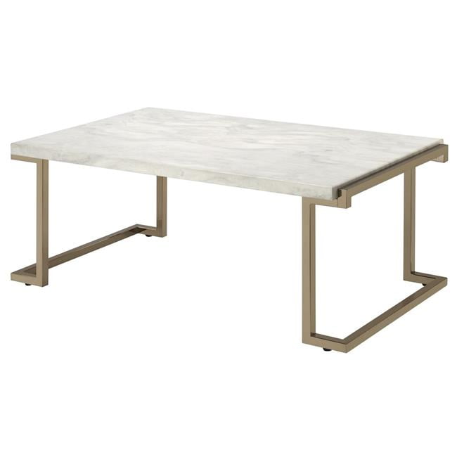 Urban Designs 4707828 Faux Marble & Metal Coffee Table, 18 x 24 x 44 in