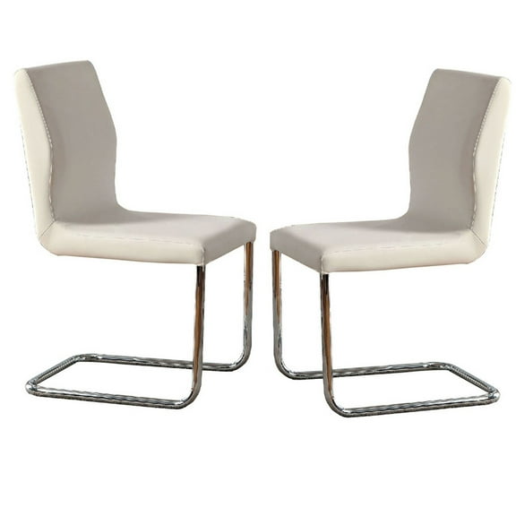 Benzara Lodia I Contemporary Side Chair, White, Set of 2-Color:White