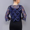 thumbnail image 5 of DFEK Elegant Sequin Three Quarter Sleeve Short Cardigan Jacket with Detachable Cape Shawl Wrap Blue One Size, 5 of 5