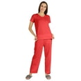 thumbnail image 5 of Inkmeso Womens 2Pcs Solid Nightwear Set Short Sleeves Top & Pajama Sets Soft Cotton Loungewear, 5 of 7