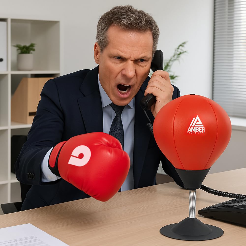 Stress Buster Desktop Punching Bag Heavy Duty Reflex Speed Bag with Suction Stand for Desk Anxiety & Stress Relief