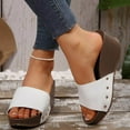 thumbnail image 2 of Wedge Sandals for Women Slide Open Toe Non Slip Comfortable Breathable Summer Beach Sandals White, 2 of 8