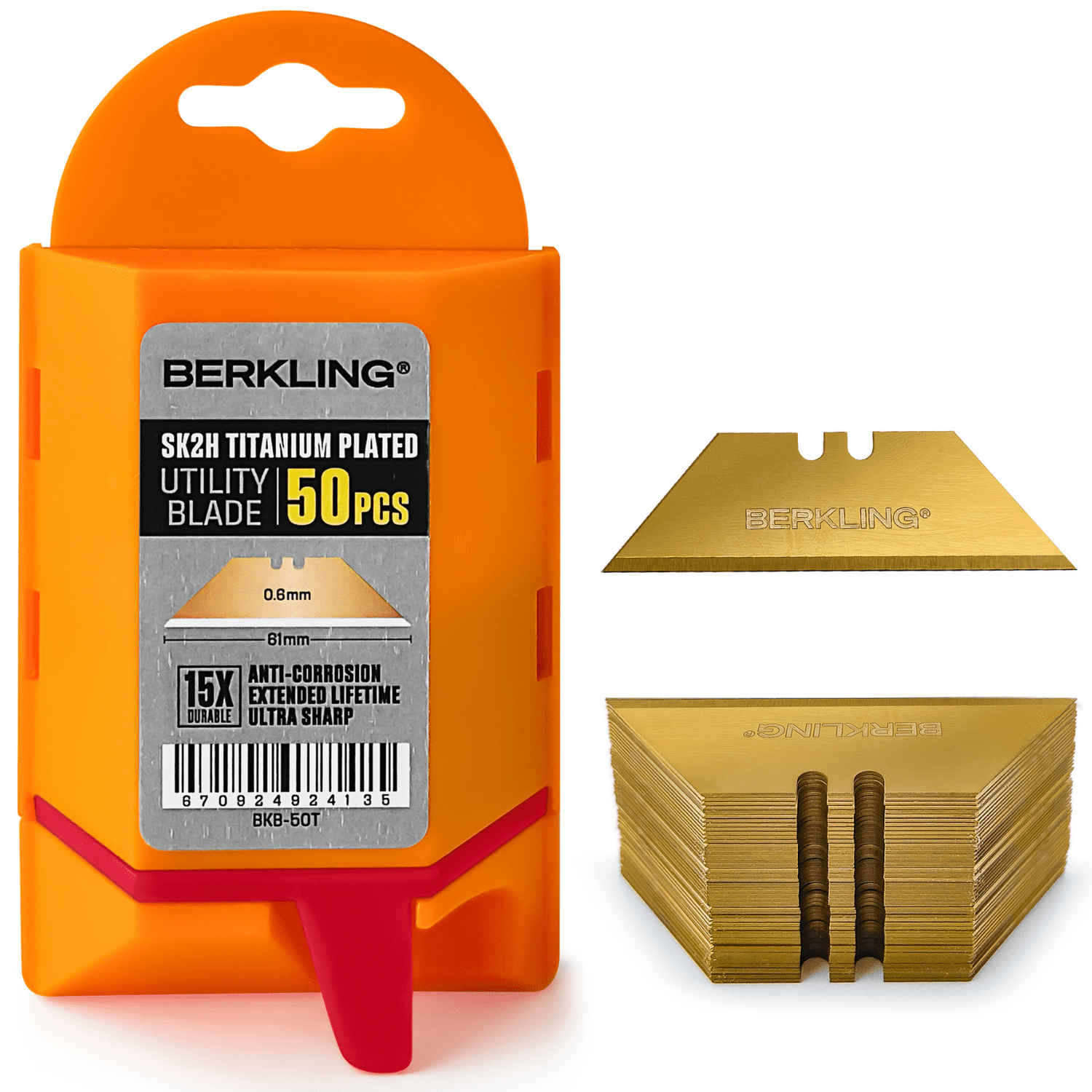 Berkling Utility Knife Blades for Replacement, Titanium Fully Plated