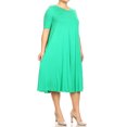 thumbnail image 2 of Women's Plus Size Short Sleeves A-Line Round Neck Casual Solid Midi Dress, 2 of 5