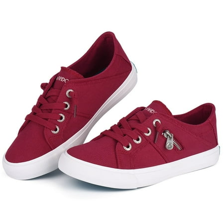 JENN ARDOR Womens Sneakers Fashion Canvas Shoes Lace up Flats Low Top Walking Shoes