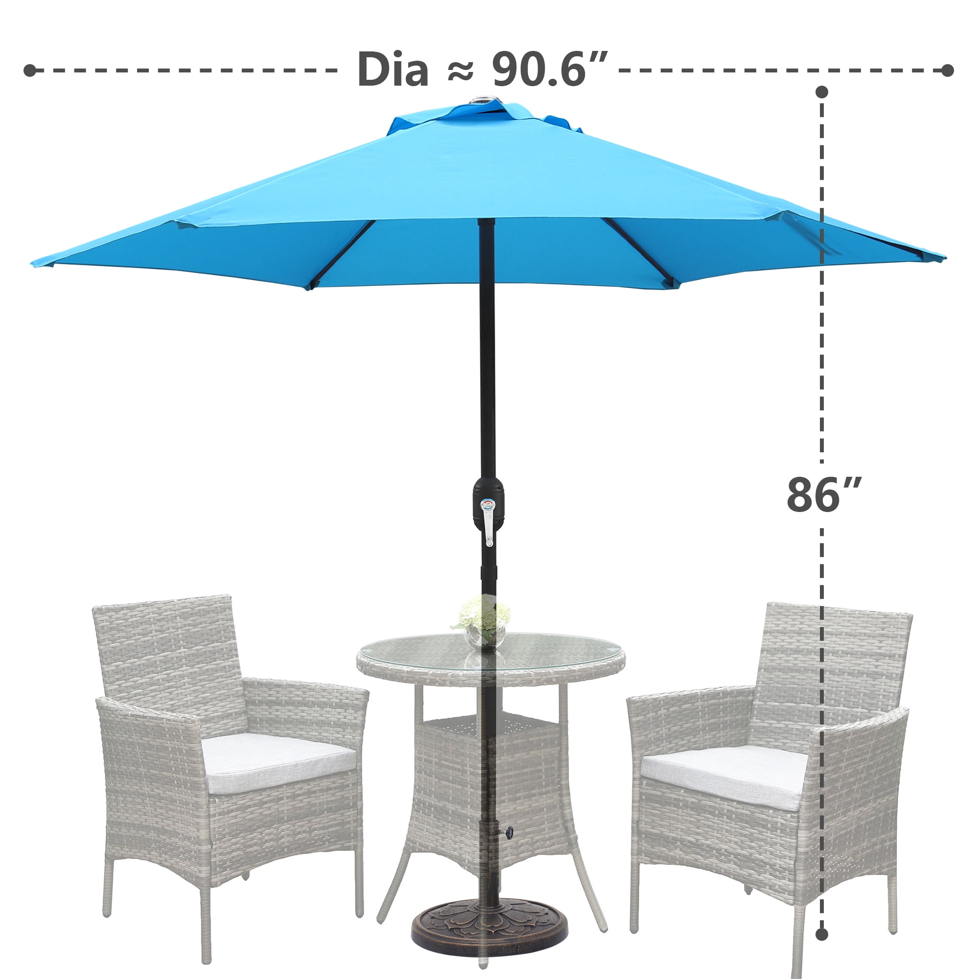 Abble 7.5ft Patio Umbrella with Crank Handle Outdoor Market Umbrella with 6 Sturdy Umbrella Ribs Waterproof for Garden Deck Backyard Pool, Aqua