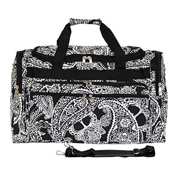 World Traveler 19-inch Carry-On Shoulder Duffel Bag - Black White Paisley