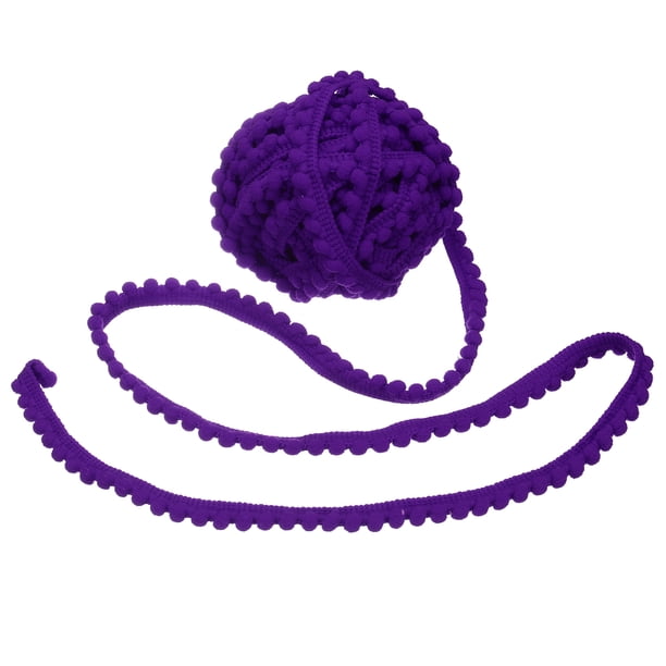 Cinta de Pom Pom de 25 Yardas, 0.5" de Ancho, Borde de Borlas de Pom Pom Púrpura Oscuro para Manualidades de DIY, Cortinas, Ropa, Decoración del Hogar