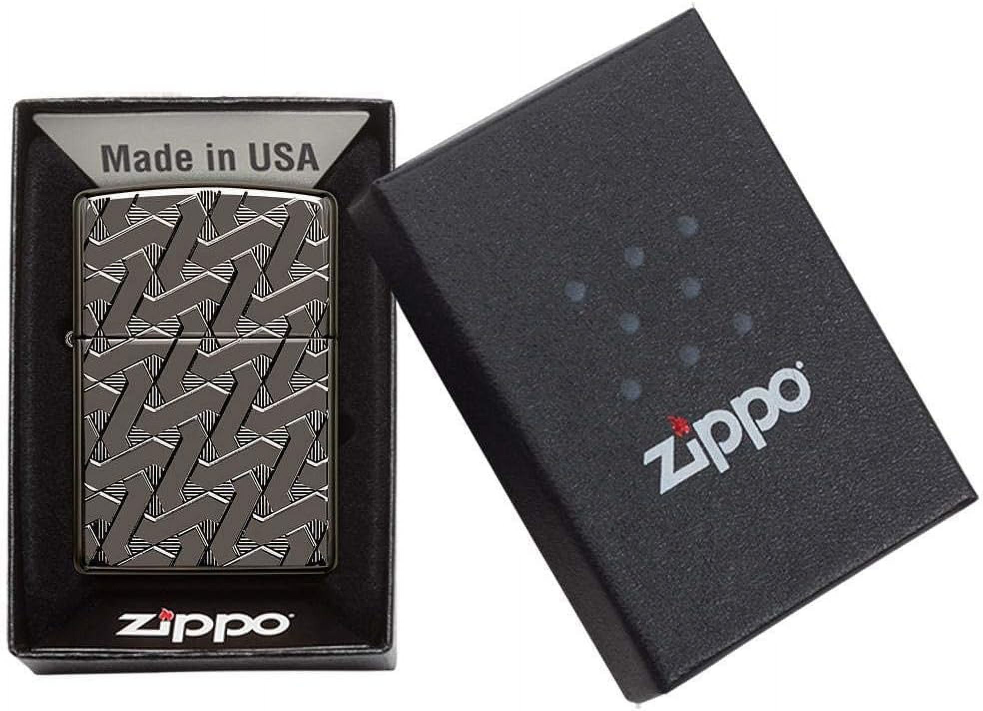 Zippo Lighter - Personalized Custom Message Engraved on Back Armor &nbsp;Geometric Weave Design Windproof Zippo Lighter #49173