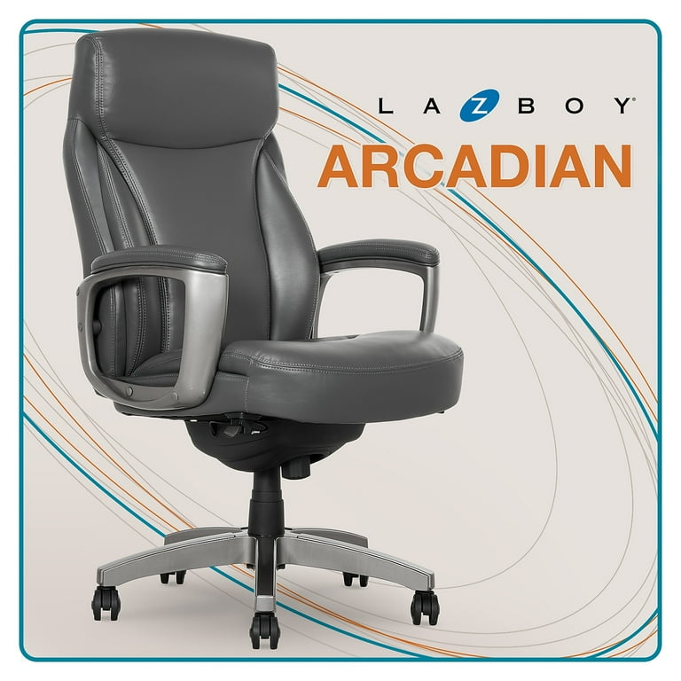 La-Z-Boy Leather Executive Office Chair with Arms, Gray