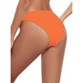 thumbnail image 2 of Ocean Blues Women's Cheeky High Cut Bikini Bottom Sexy High Leg Mid Rise Bathing Suit Orange Swim Bottom, 2 of 5