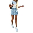 thumbnail image 2 of Coduop Women Short Denim Skirts Casual Distressed High Waist Button Down Short Denim Jean Skirts, 2 of 7