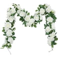 thumbnail image 1 of Juego de 3 guirnaldas de rosas de seda blancas artificiales, 2,4 m, hiedra falsa para colgar, flores artificiales falsas, hojas de plantas decorativas para boda, hogar, jardín, decoración, 1 of 5