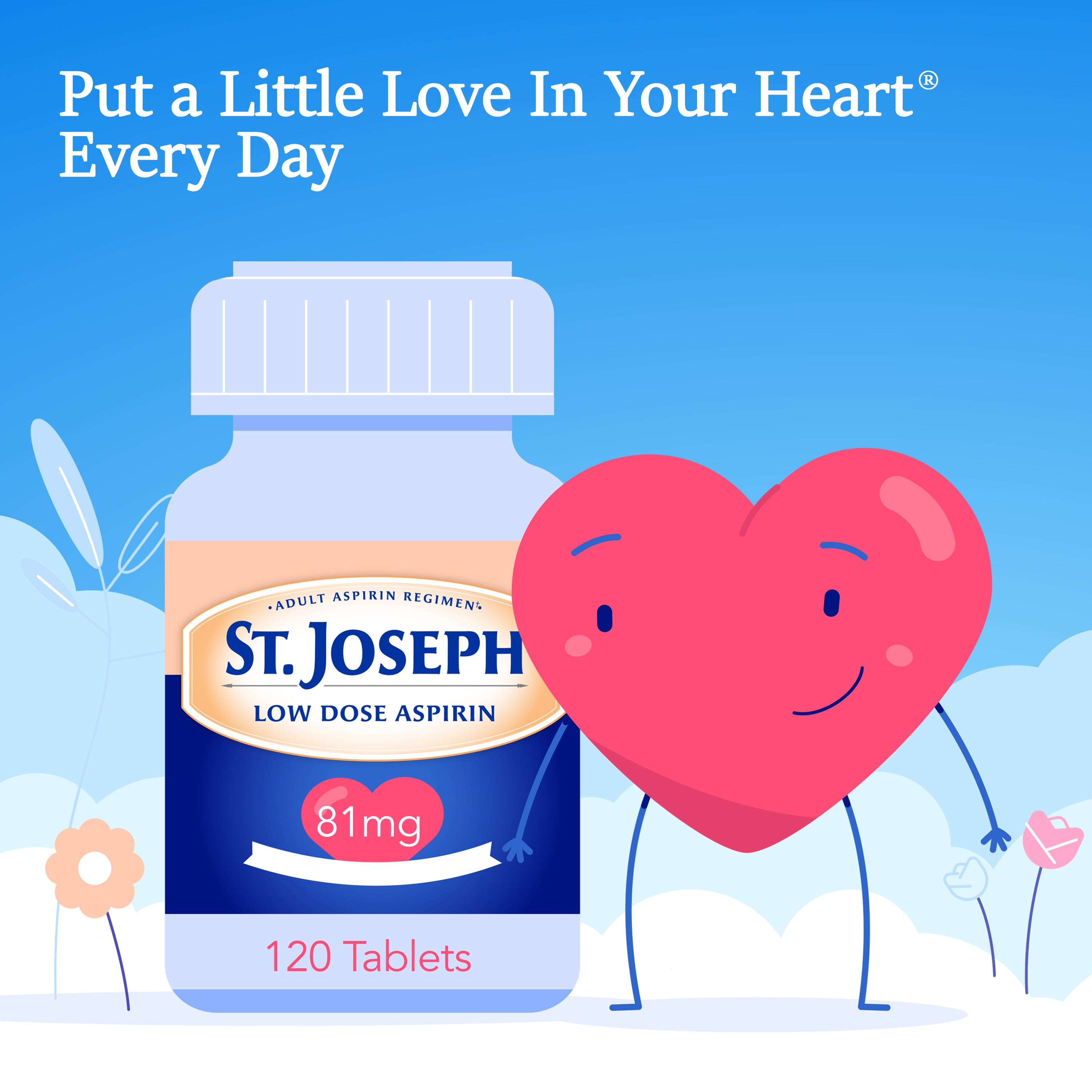 (2 pack) St. Joseph Aspirin Pain Reliever (NSAID) 81mg, Enteric Safety Coated, Adult Low Dose Regimen, 120 Ct.
