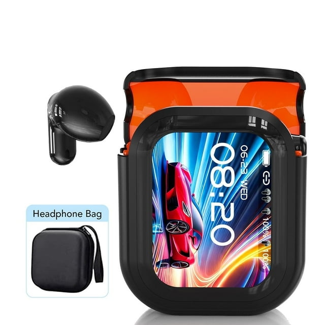 NE20 Wireless Bluetooth 6.0 In-Ear Earbuds, AI Translator, Noise-Cancelling Headphones, LED Touch Screen, 130+ Languages, 24H,Black + Ear Bag