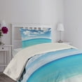 thumbnail image 2 of Ambesonne Tropical Quilted Coverlet 2 Pcs, Hawaiian Seascape, Twin Size, Turquoise White, 2 of 4