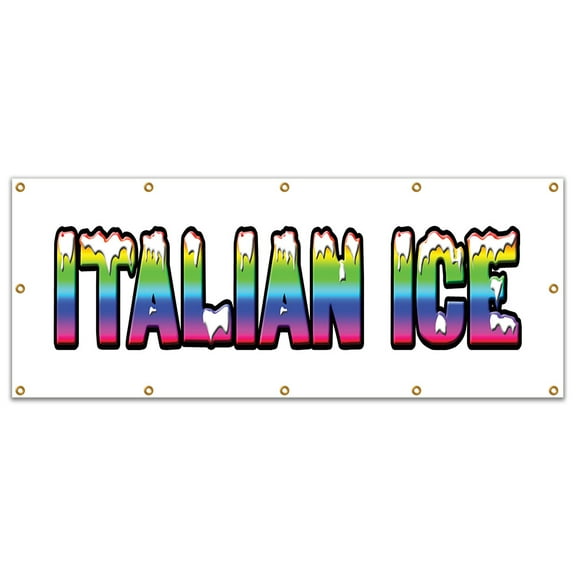 Italian Ice Banner 48" X 120" Heavy Duty 13 Oz Vinyl Banners with Grommets Single Sided