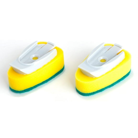 Smart Design Replacement Head for Soap Dispensing Dish Sponge - Non-Scratch - Built-In Scraper - Odor Resistant - Dishwasher Safe - Cleaning Pots, Pans, Plates & Kitchen Sink (2-Pack) [Gray & Blue]