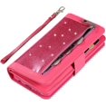 thumbnail image 5 of Wallet Case for Samsung Galaxy S9,Magnetic Handbag Zipper Pocket PU Leather Flip with 9 Card Slots and Wrist Strap Folio TPU Inner Stand Case for Samsung Galaxy S9 - Rose Red, 5 of 14