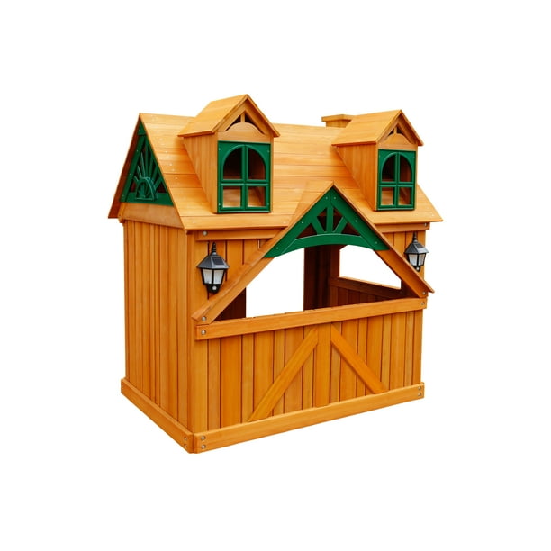 Gorilla Playsets 013036G Malibu Wooden Playhouse with 2 Solar Wall