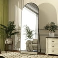 thumbnail image 2 of BEAUTYPEAK Miroir Pleine Longueur Arqué 64,1 Pouces X 21,1 Pouces Miroir sur Pied Miroir MDF Robuste avec Support Miroir Pleine Longueur, Noir, 2 of 9