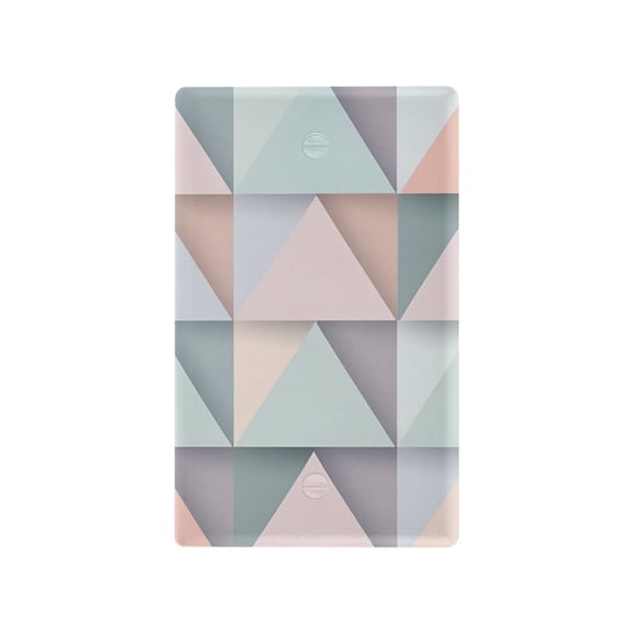 Yayeee Blank Wall Plate Cover 1-Gang 4.5"x2.7" Home Unused Decorative Outlet, Green Geometric