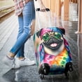 thumbnail image 3 of Hippie Pug Portrait Watercolor Tie-Dye Vintage Styles Travel Luggage Cover Dog Lover Gifts Suitcase Dust Protective Decor - 00014, 3 of 5
