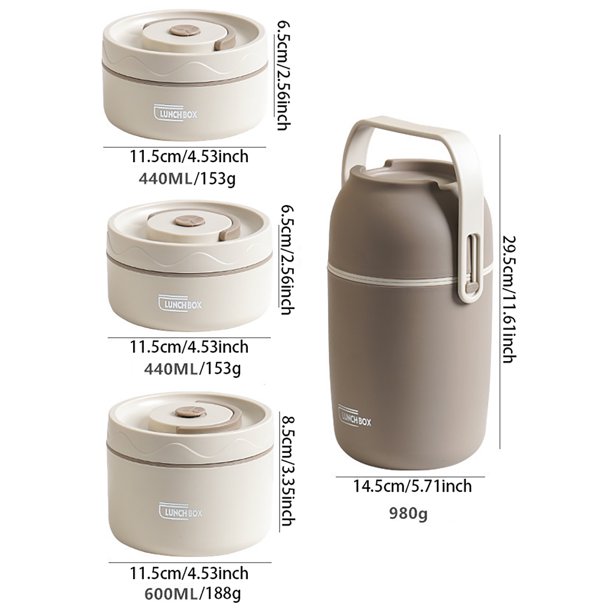 Fiambrera aislada de acero inoxidable 304 con bolsa de almacenamiento, fiambrera portátil cubierta de doble capa, fiambrera sellada para estudiantes de oficina