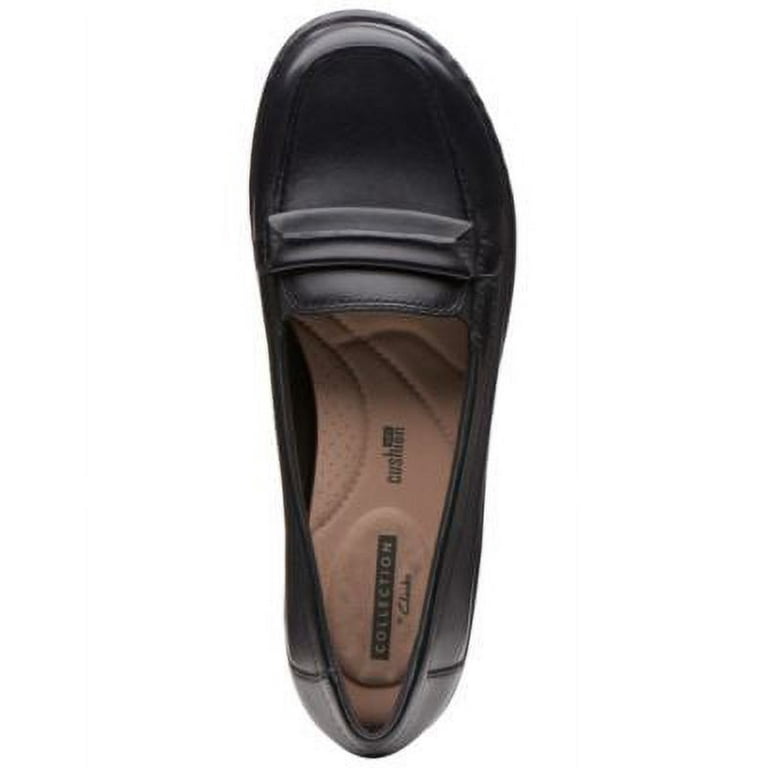 CLARKS Womens Black Cushioned Ashland Lily Slip On Leather Loafers 7.5 W Walmart