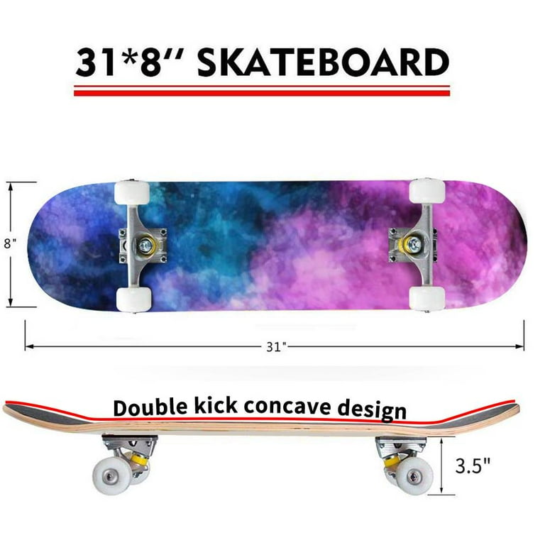 31 Inch Skateboard With Desert Mountain Design - Complete Pro Board For Beginners & Advanced