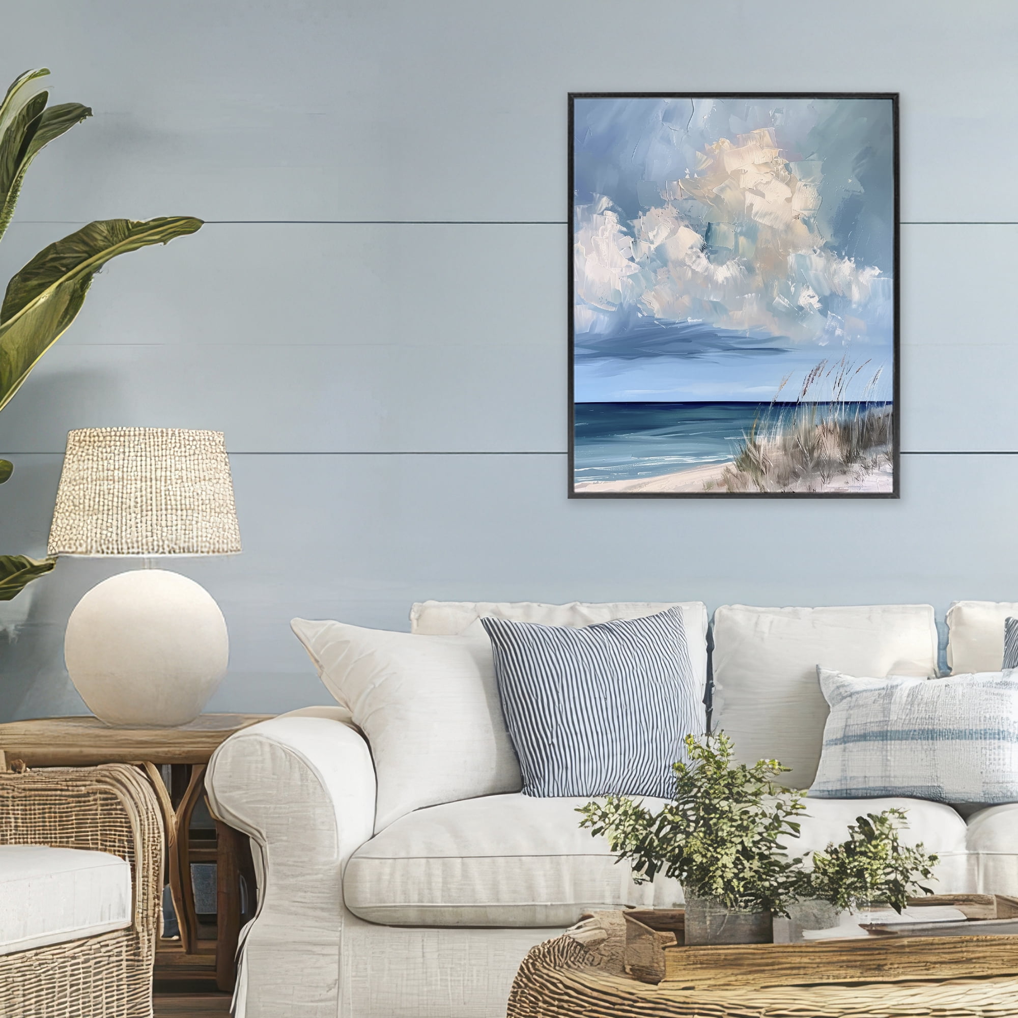 Stupell Industries A Storm Is Coming on Beach Black Framed Giclee Art, design by Petal Prints Design