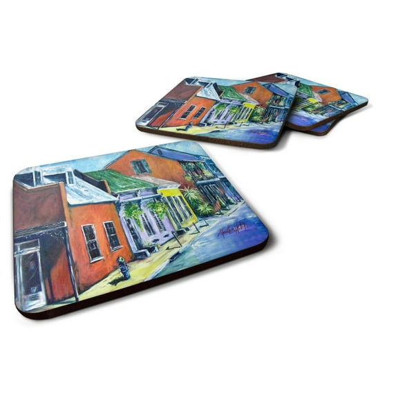 Carolines Treasures MW1350FC Somewhere Close Houses Foam Coaster Set of 4 3 1/2 x 3 1/2 multicolor