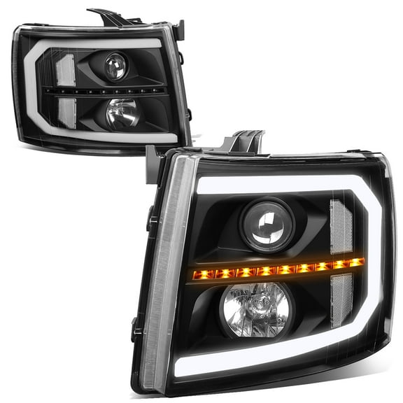 DNA Motoring For 07-14 Silverado LED DRL Sequential Turn Signal Projector Headlight Lamp Pair Black/Clear
