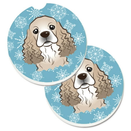 

Carolines Treasures BB1650CARC Snowflake Cocker Spaniel Set of 2 Cup Holder Car Coasters Large multicolor