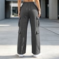 thumbnail image 6 of QATAINLAV Cargo Sweatpants for Women Wide Leg Elastic Waisted Drawstring Track Pants Casual Baggy Lounge Trousers Dark Gray L, 6 of 7